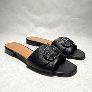 Linea Paolo leather buckle slide Sandal Black 9.5M